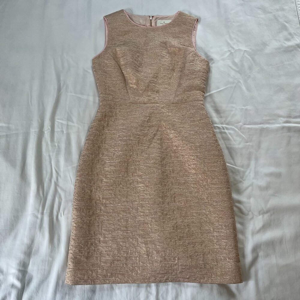 Kate Spade Della Light Pink Gold Shimmer Sleeveless Pencil Dress | Size 4